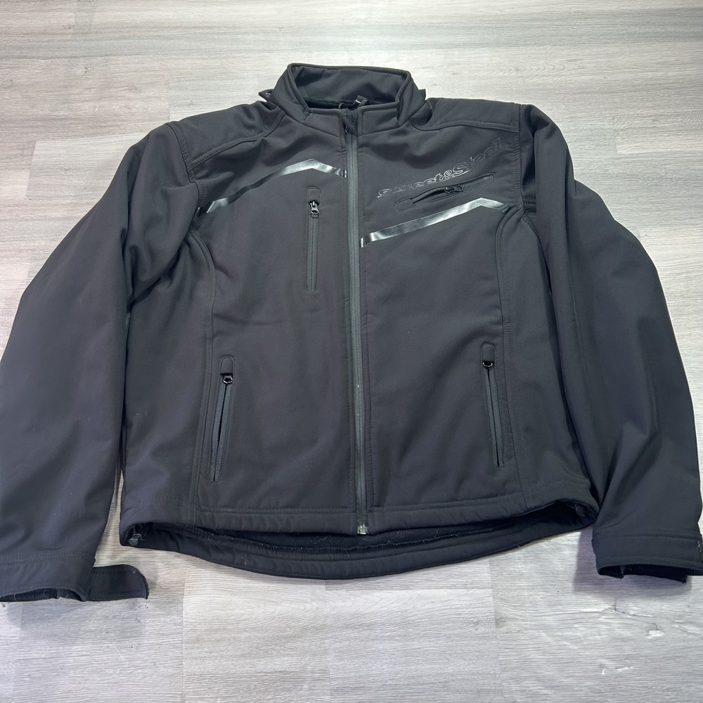 Street & Steel Jacket Women Large Black Softshell Full Zip Windproof Moto Riding